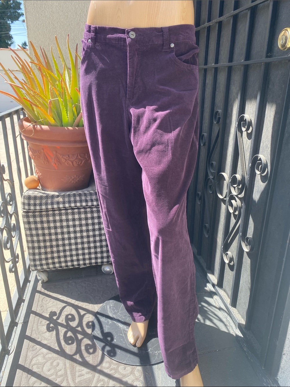 Gloria Vanderbilt Wide-Leg Corduroy Pants in Deep Plum